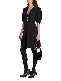 V-Neck Button-Front Minidress