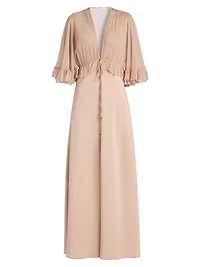 Ruffled Silk V-Neck Gown
