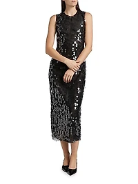 Tovia Paillettes Sheath Midi-Dress