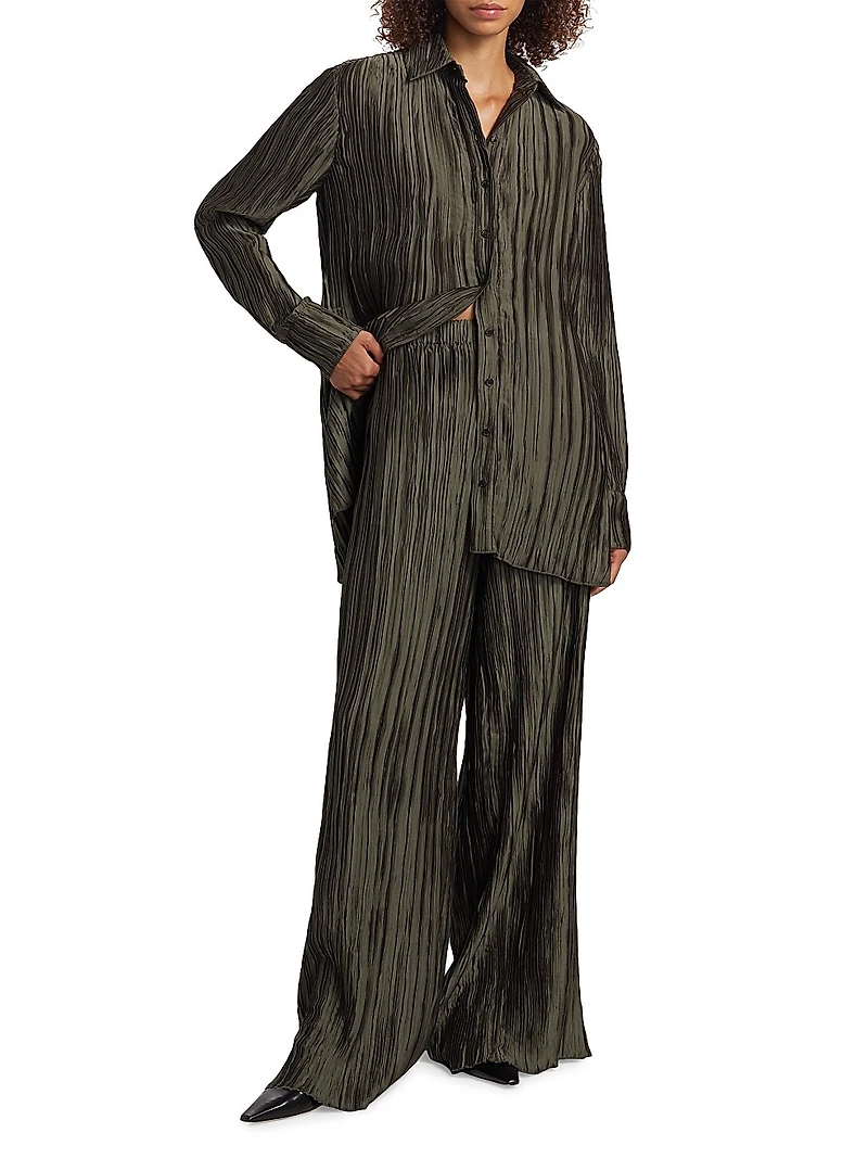 Mandrake Plissé Wide-Leg Pants