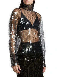 Olall Paillettes Turtleneck Top