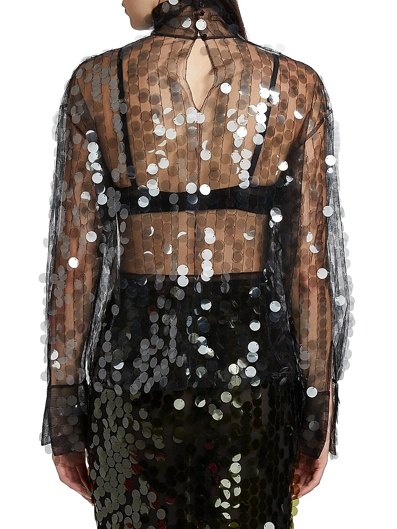 Olall Paillettes Turtleneck Top