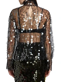 Olall Paillettes Turtleneck Top