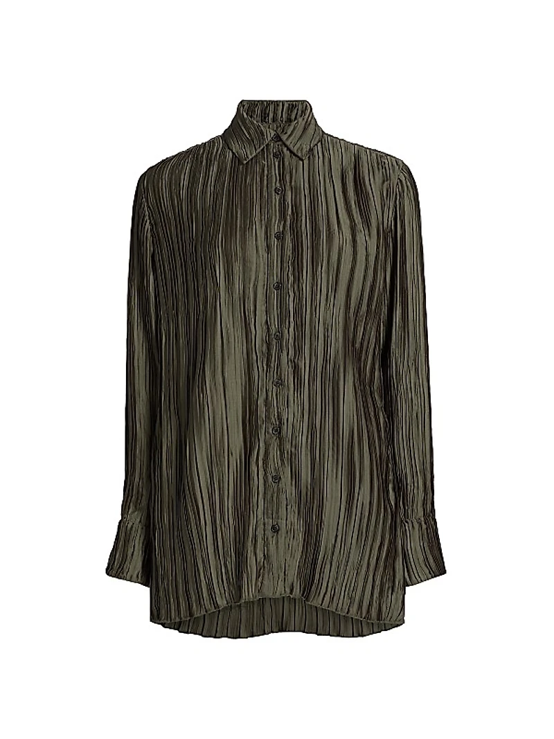 Marley Plissé Button-Front Shirt