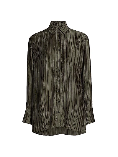 Marley Plissé Button-Front Shirt