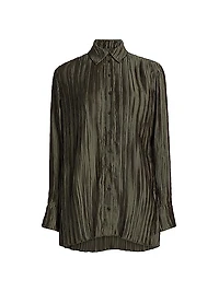 Marley Plissé Button-Front Shirt
