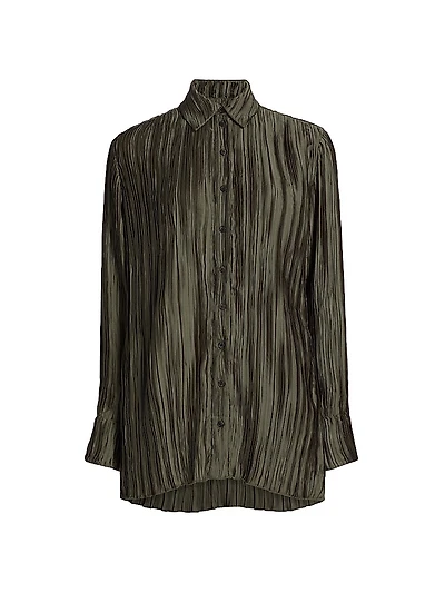 Marley Plissé Button-Front Shirt