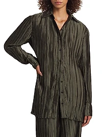 Marley Plissé Button-Front Shirt