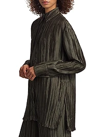 Marley Plissé Button-Front Shirt