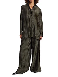 Marley Plissé Button-Front Shirt
