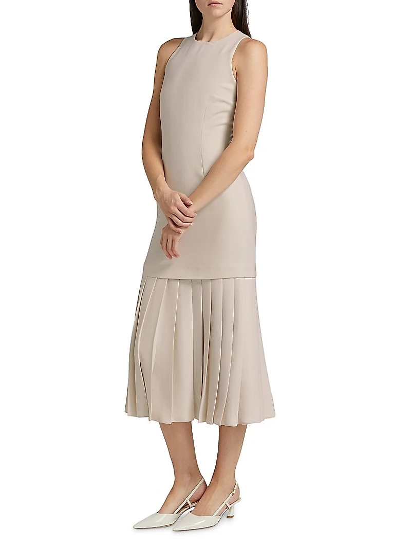 Anci Drop-Waist Crepe Midi-Dress