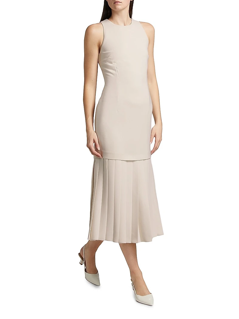 Anci Drop-Waist Crepe Midi-Dress