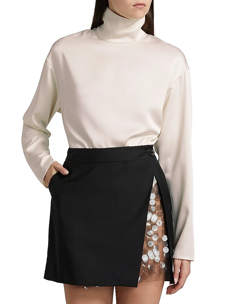 Olall Satin Turtleneck Top