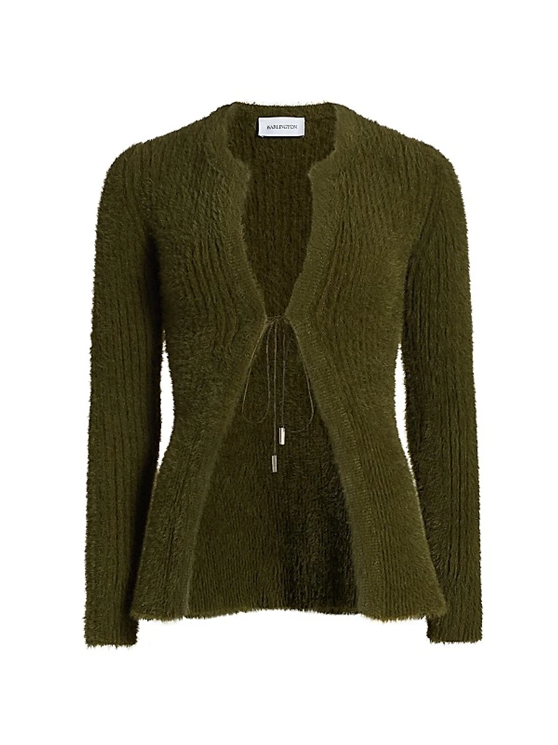 Teria Rib-Knit Self-Tie Cardigan