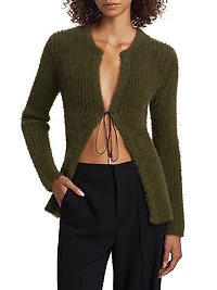 Teria Rib-Knit Self-Tie Cardigan