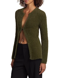 Teria Rib-Knit Self-Tie Cardigan