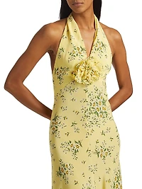 Floral Silk Halterneck Maxi Dress
