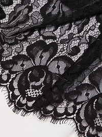 Silk Crepe & Lace Overlay Bias-Cut Dress