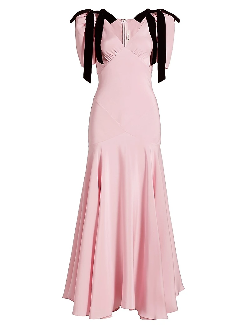 Bow Silk Crepe Maxi Dress