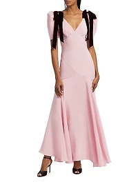 Bow Silk Crepe Maxi Dress