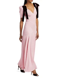 Bow Silk Crepe Maxi Dress