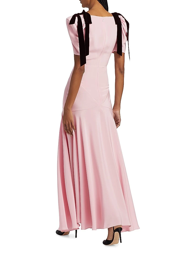 Bow Silk Crepe Maxi Dress