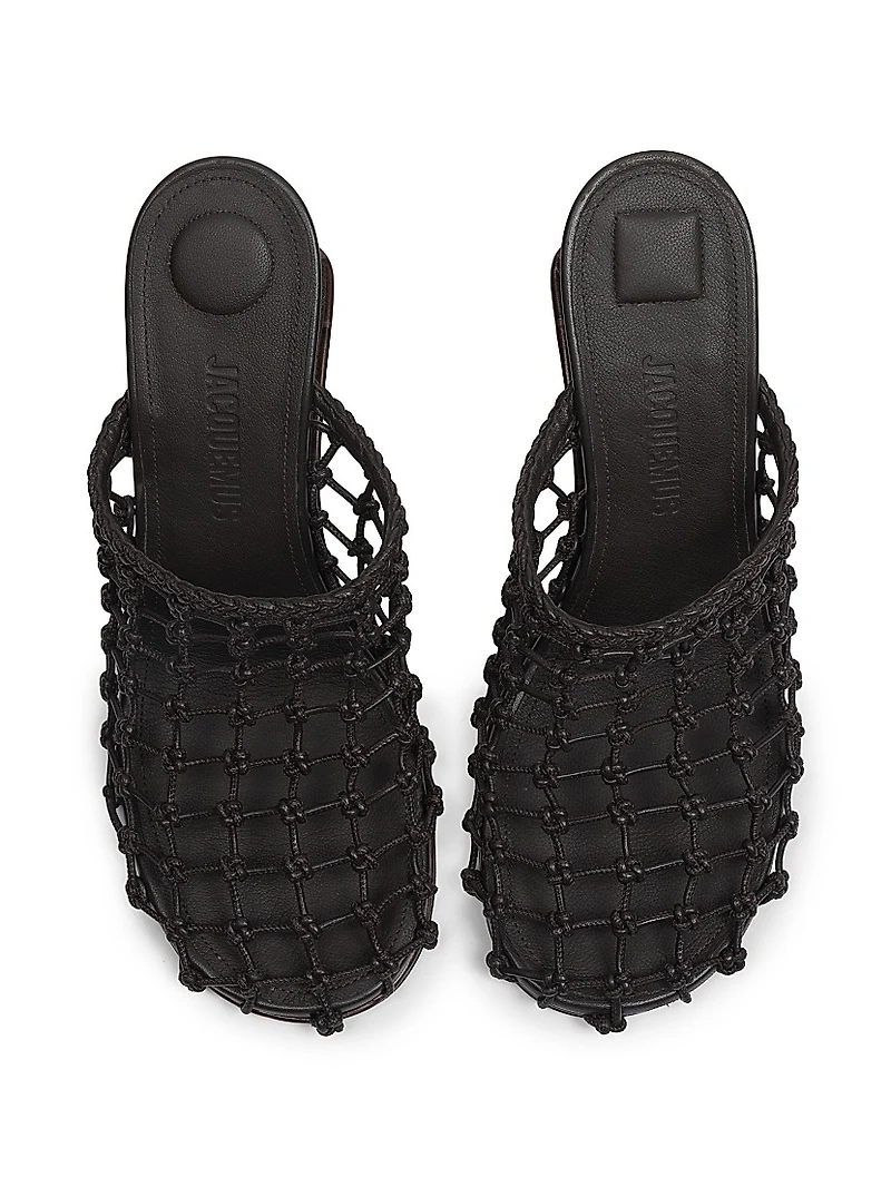 Les Doubles Tresses 100MM Leather Mules