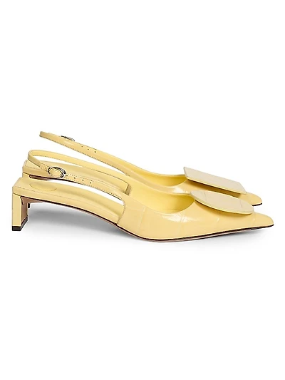 Duelo 40MM Embossed Leather Kitten-Heel Pumps