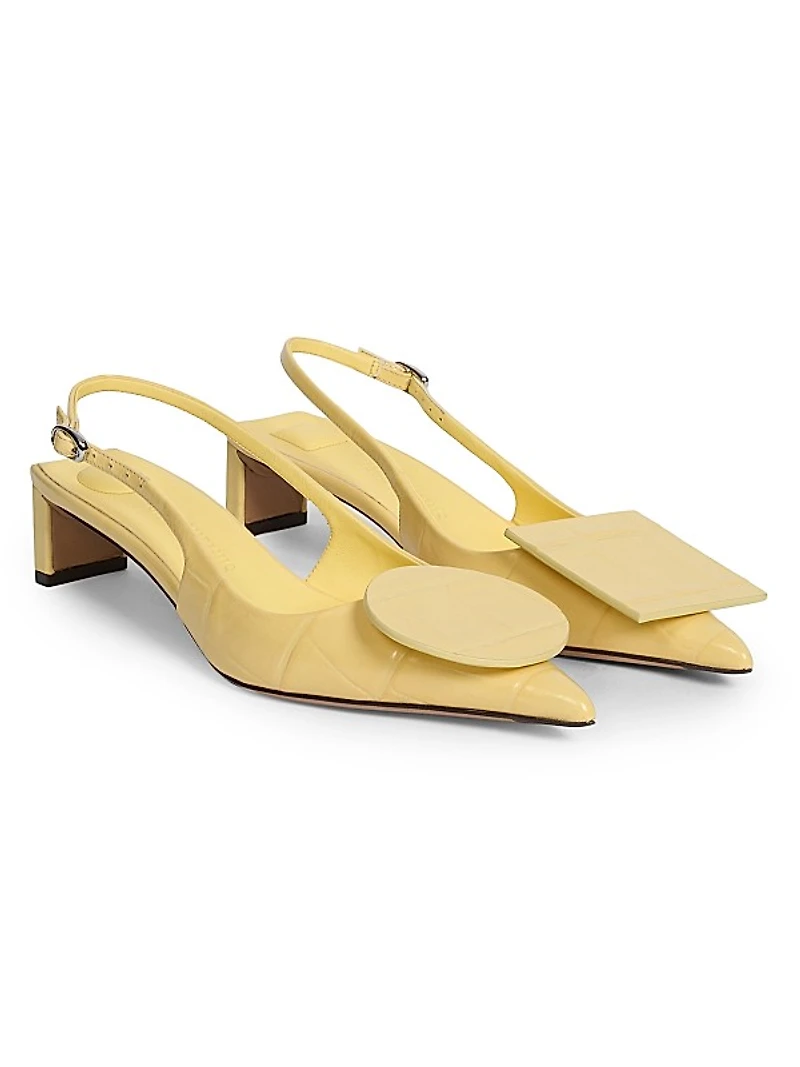 Duelo 40MM Embossed Leather Kitten-Heel Pumps