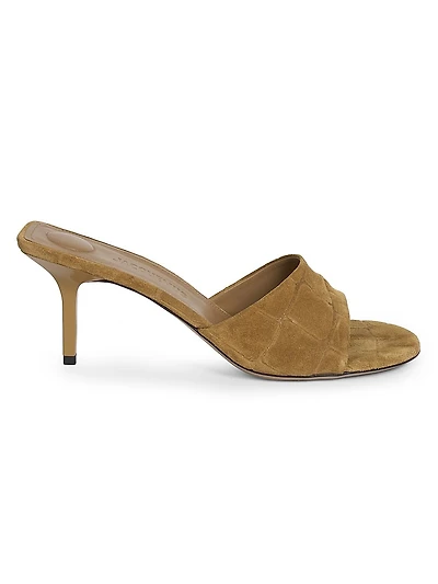 Cubisto 70MM Embossed Suede Mules