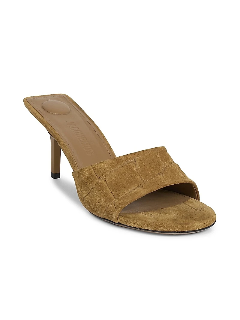Cubisto 70MM Embossed Suede Mules