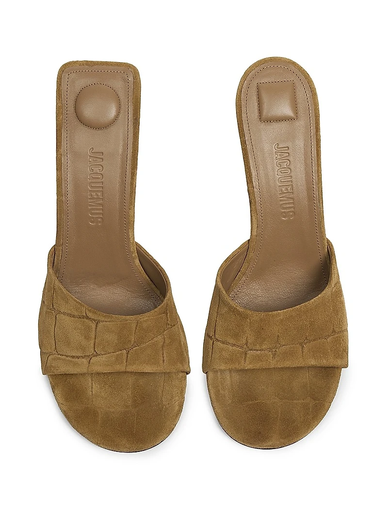 Cubisto 70MM Embossed Suede Mules