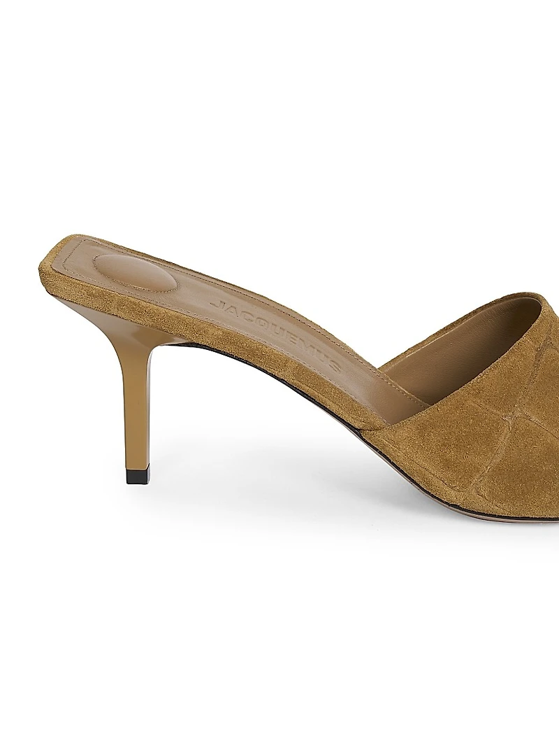 Cubisto 70MM Embossed Suede Mules