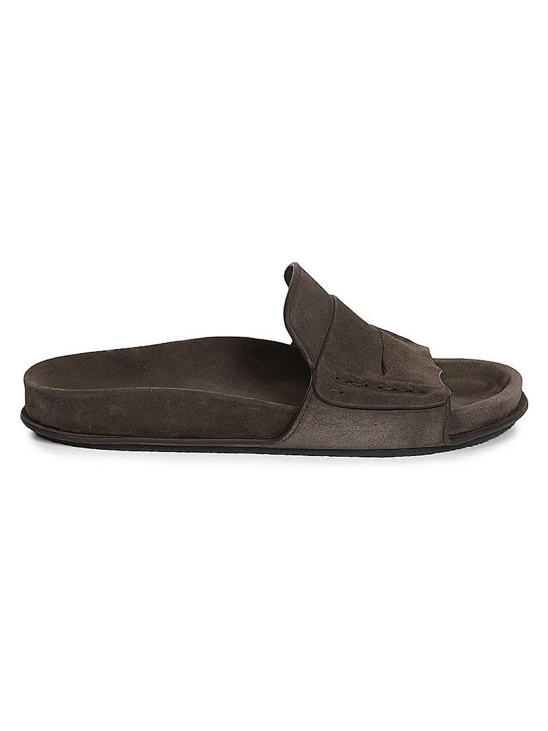 Mocassin-Style Suede Slides