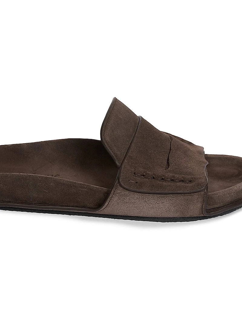 Mocassin-Style Suede Slides
