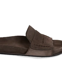 Mocassin-Style Suede Slides