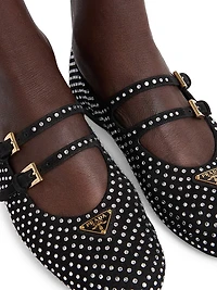 Suede Ballerinas with Crystals