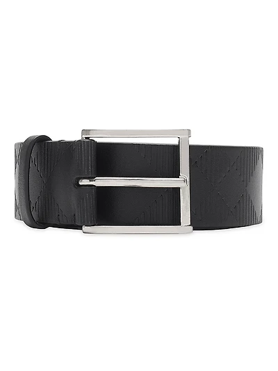 Check Leather Belt