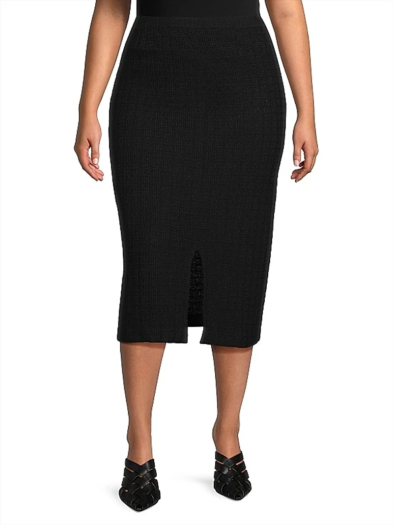Textured Knit Midi Skirt