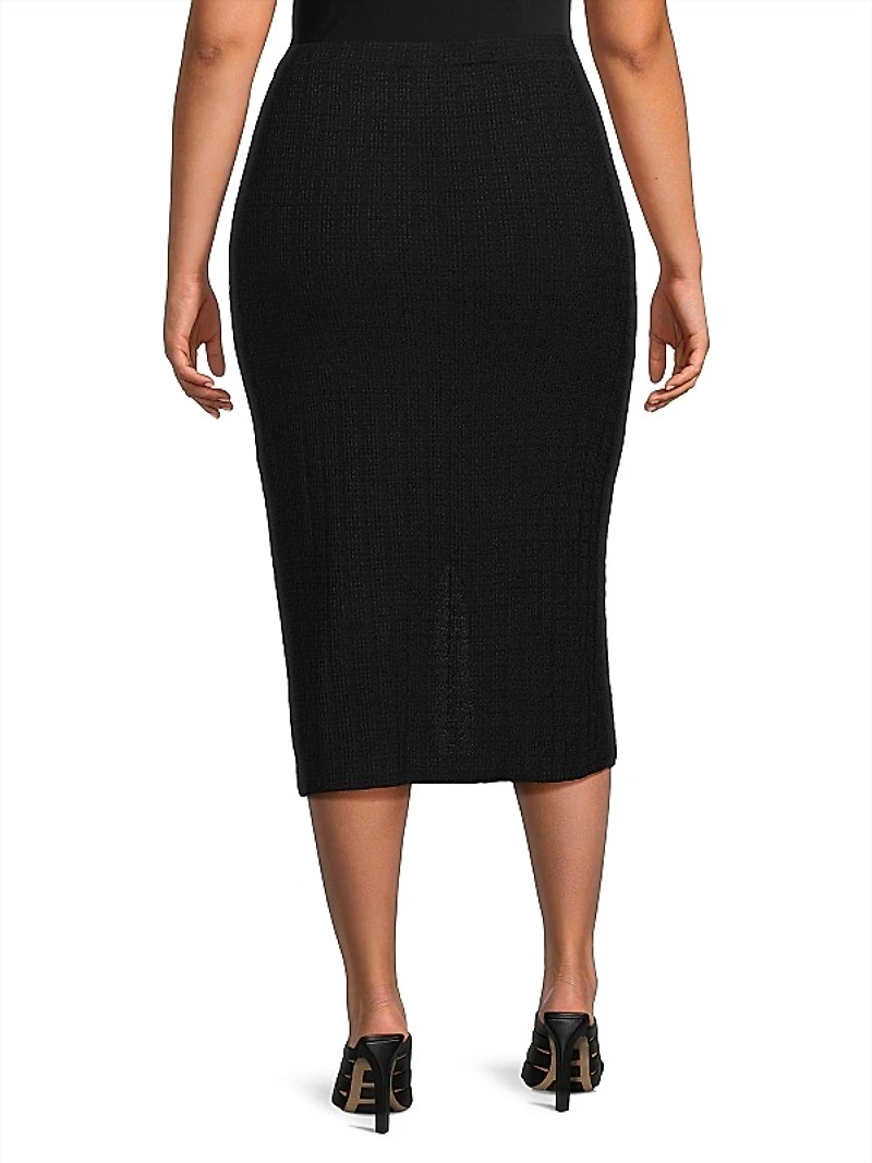 Textured Knit Midi Skirt