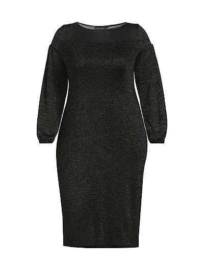 Metallic Sheath Midi-Dress
