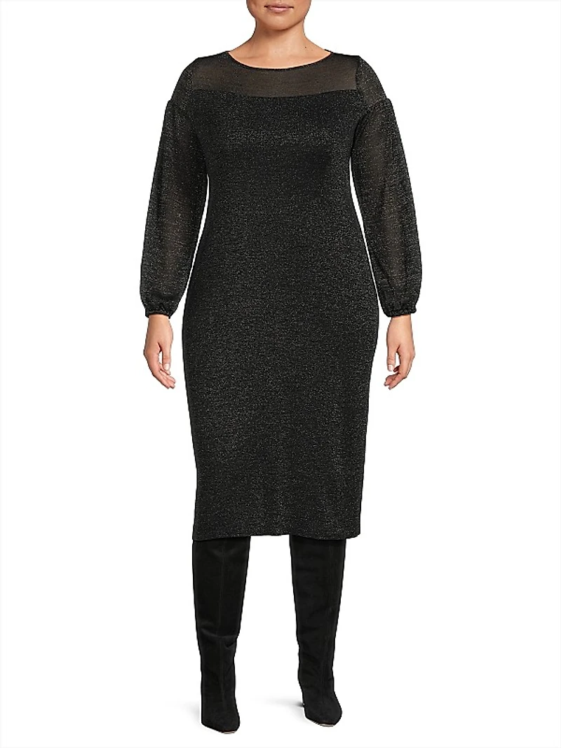 Metallic Sheath Midi-Dress