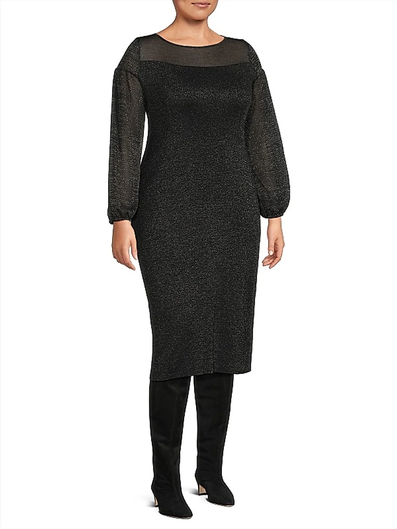 Metallic Sheath Midi-Dress
