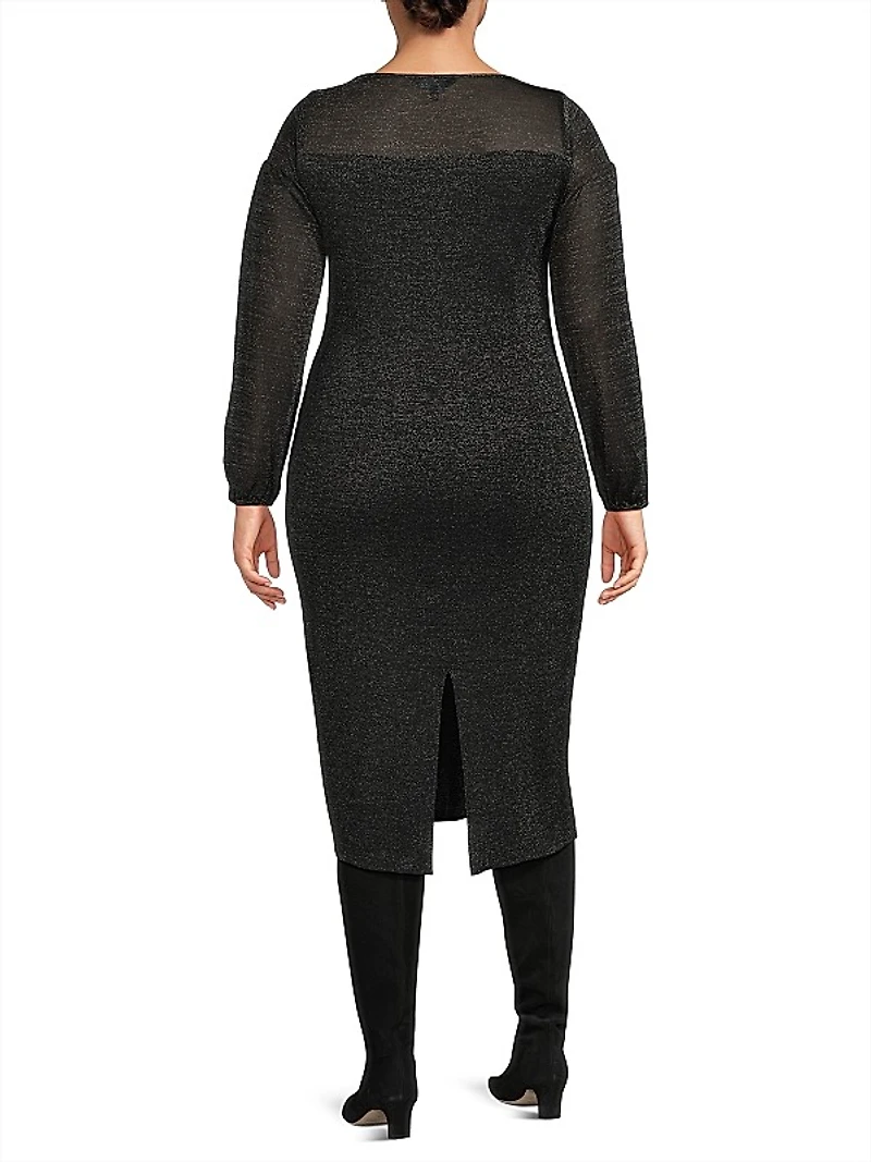 Metallic Sheath Midi-Dress