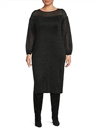 Metallic Sheath Midi-Dress