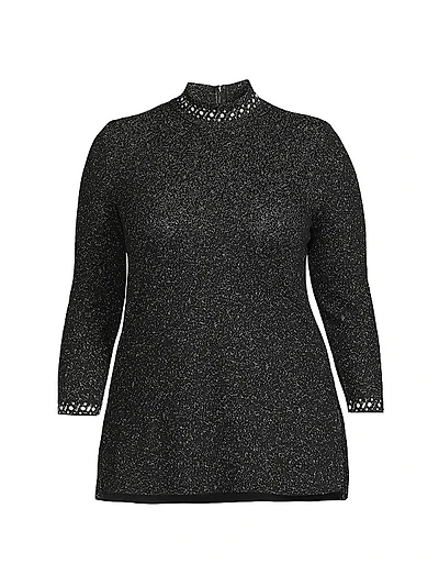 Embellished Mock Turtleneck Tunic Top