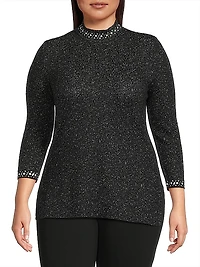 Embellished Mock Turtleneck Tunic Top