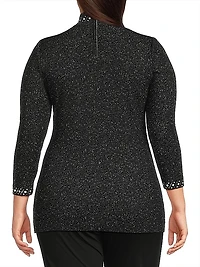 Embellished Mock Turtleneck Tunic Top