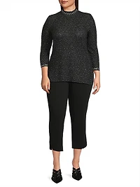 Embellished Mock Turtleneck Tunic Top