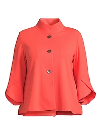 Plus Crepe Cropped-Sleeve Jacket